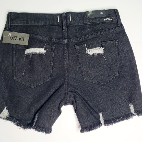 Buffalo David Bitton Black Ripped Shorts - Picture 3 of 7